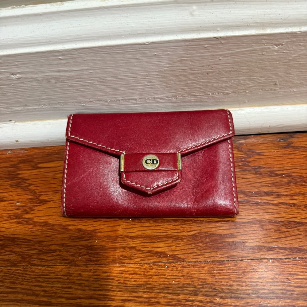 Dior Burgundy Leather Key Holder